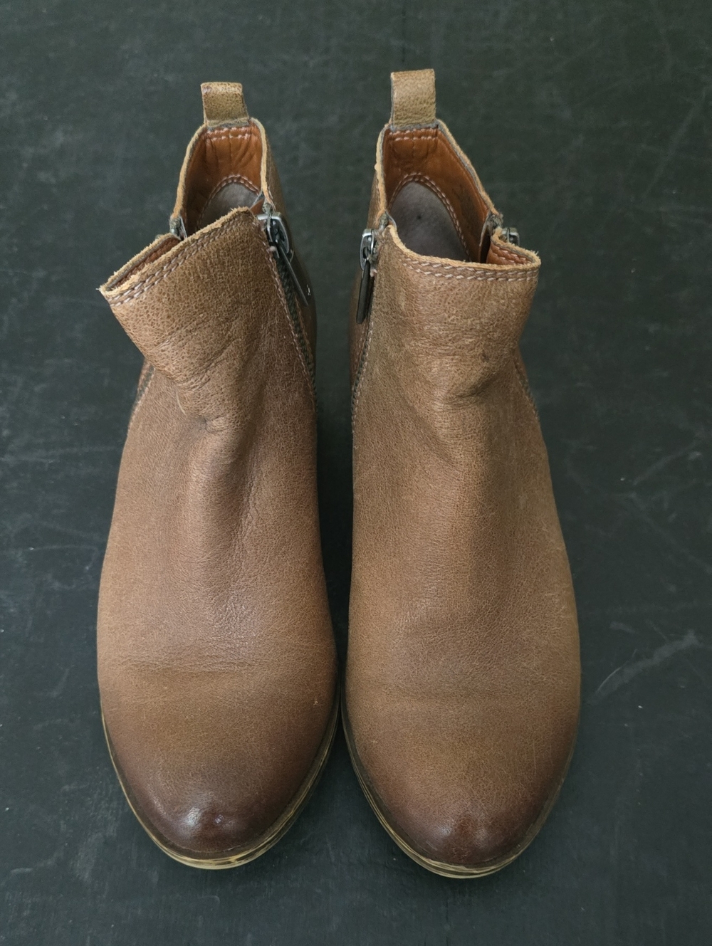 Lucky Brand Basel Brown Leather Bootie - Side Zip